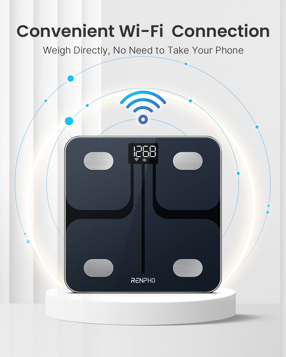 RENPHO Wi-Fi Bluetooth Scale Smart Digital Bathroom Weight BMI Body Fat Scale Tracks 13 Metrics, Wireless Body Composition Analysis & Health Monitor with Lighted LED Display - Elis Aspire