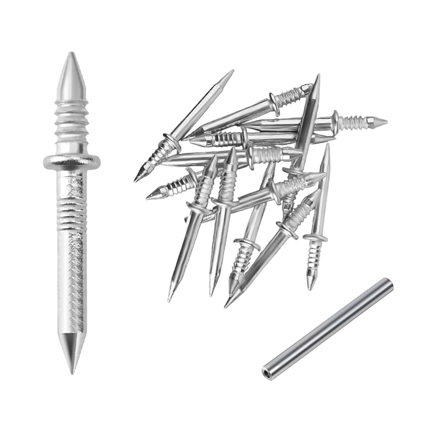 500 Pcs Double Headed Nails, Seamless Baseboard Wire Nails, Double Headed with Sleeve Tool Specific for Home Decoration, Furniture and Construction