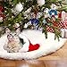yuboo White Fur Christmas Tree Skirt, 48 inches Fluffy Xmax Valentines Tree Rug Skirt for Christmas Tree Decorations