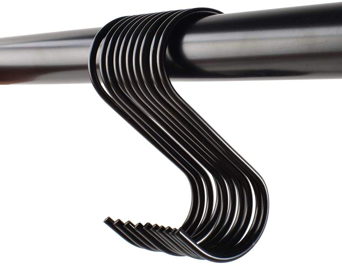 HUIANER 30Pack 3.39 Inches S Hooks Black Heavy-Duty Hanging Hooks S Shaped Hooks Metal for Plants, Towels, Kitchen, Office, Garden, Holds up to 40 Lbs