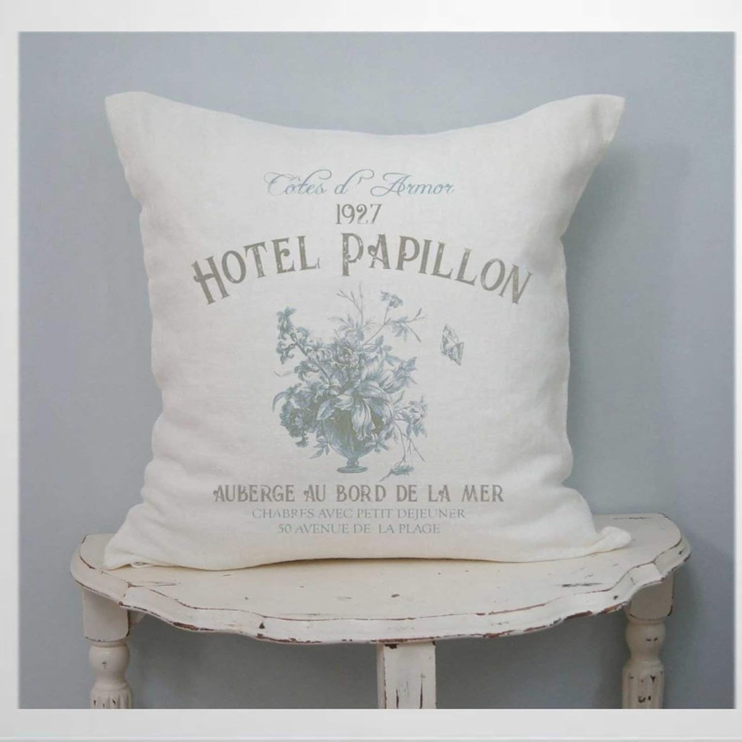 EricauBird French Country Cushion Cover,Throw Pillow Cover,Rustic Linen Decorative Lumbar Pillowcase for Chair Room Sofa car,Home Decor,Housewarming 18x18 Inch