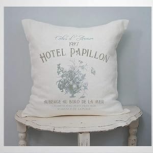 EricauBird French Country Cushion Cover,Throw Pillow Cover,Rustic Linen Decorative Lumbar Pillowcase for Chair Room Sofa car,Home Decor,Housewarming 18x18 Inch