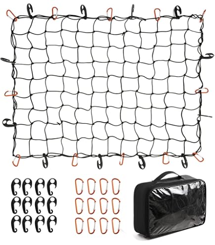 Filet De Chargement élastique 1.5x2m Avec Crochets - Pour Sécuriser Le Chargement Sur Remorque, Camion, Coffre De Toit