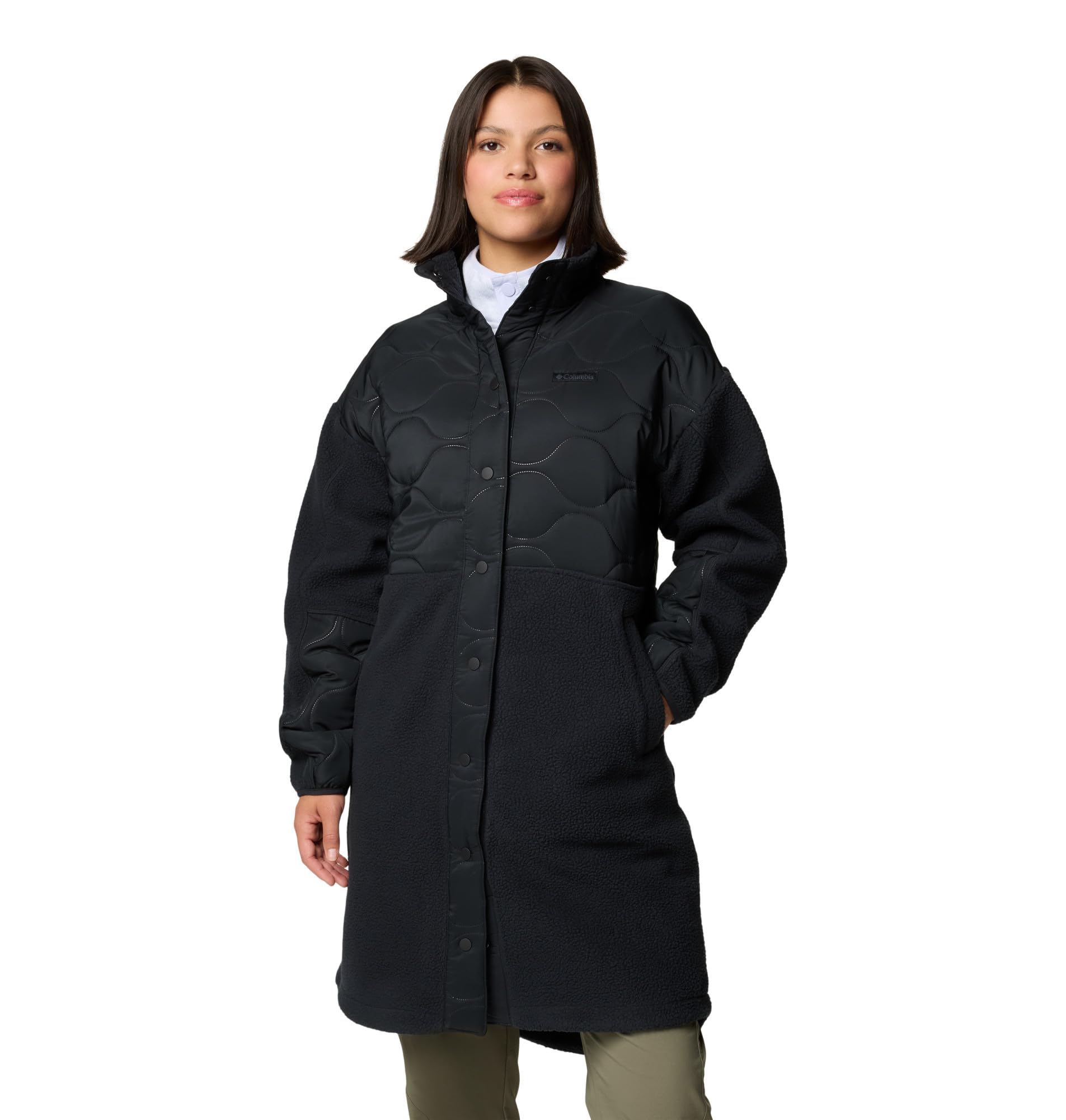 Columbia Womens Cloud Point Long Fleece, Black, Small