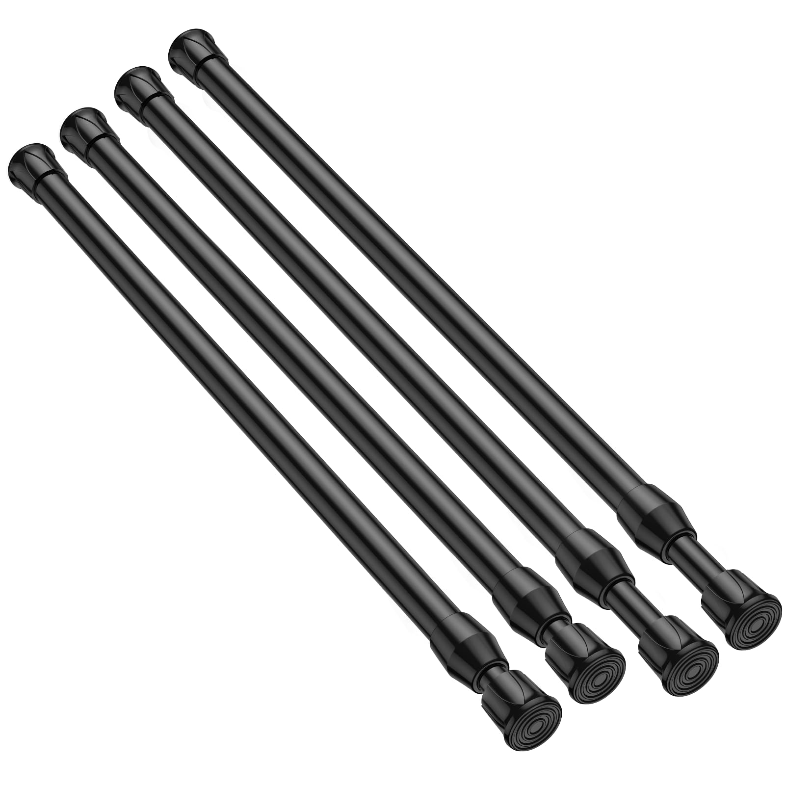 Photo 1 of QINGYUN 4 Pack Spring Tension Curtain Rod 17 to 28 Inch, DIY Small Curtain Rods No Drill for Window Cupboard Closet Kitchen Cabinets, Black