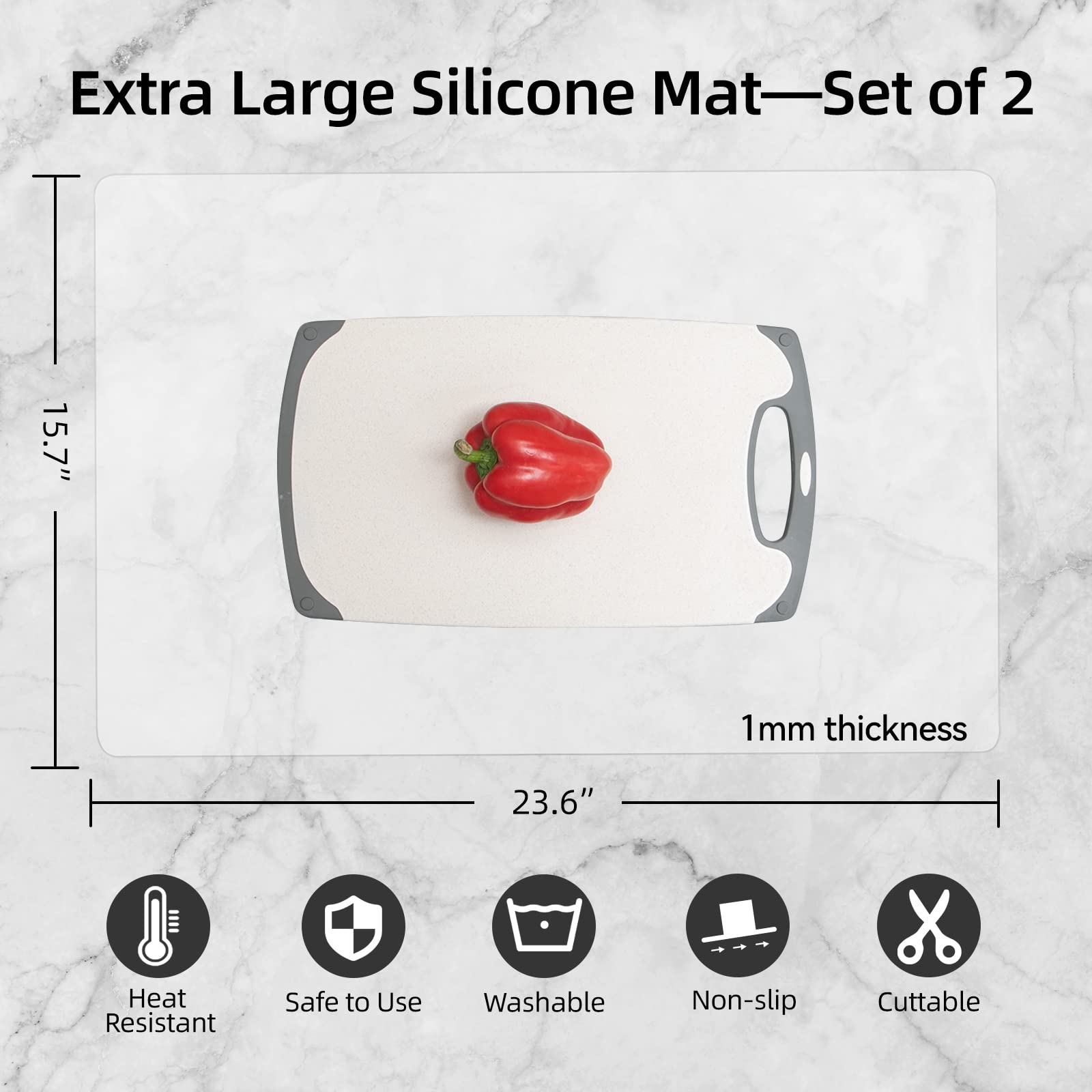 2 Pack Silicone Mats for Kitchen Counter, Treerit 23.62
