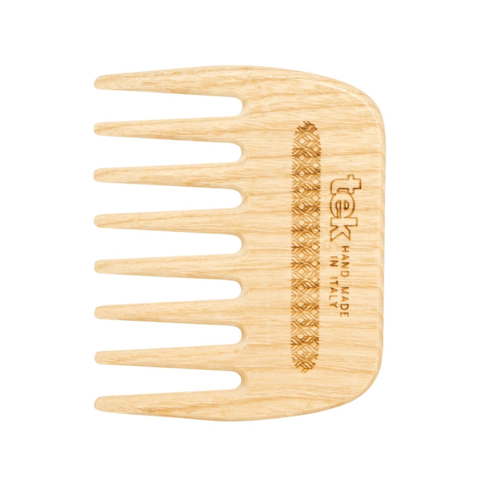 TEK – Large Rectangular Wooden Hair Brush with Long Rounded Teeth in Natural Ash Wood, Handmade in Italy – Ideal for Detangling and Styling Thick, Long, Kinky, or Textured Hair – 22 x 6.5 cm