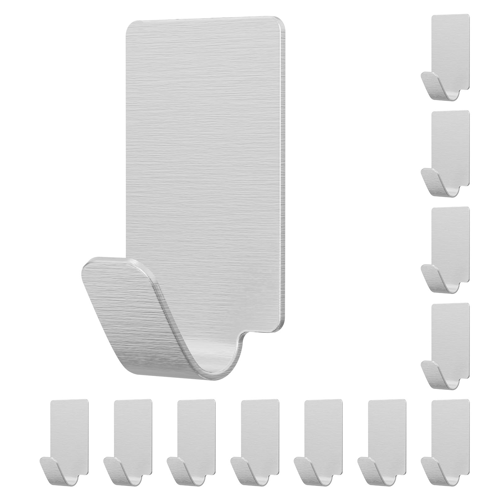 AOMEES 12PCS Self Adhesive Towel Hooks, Heavy Duty Wall Hooks, Waterproof Stainless Steel Hanger, Wall Mount Hooks for Hanging Coat Hook, Hanging Hat Hooks, Towel Hooks – Perfect for Bathroom