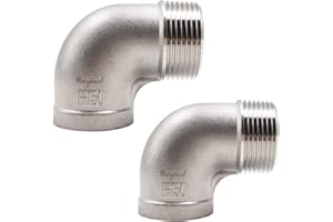 Horiznext stainless steel NPT 1 elbow fitting 90 degree with both male and female thread connecting water pipe air hose pvc tube cast coupling (2 pcs)