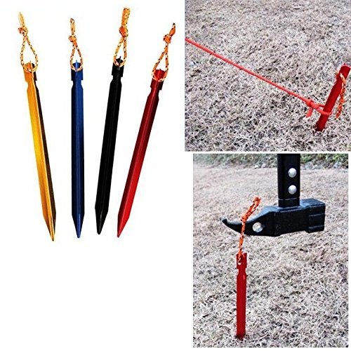 Homgaty 10Pcs Tent Pegs 7 Inch Long Aluminum Outdoors Tent Stakes with Reflective Rope for Hiking, Camping Trip(Black)