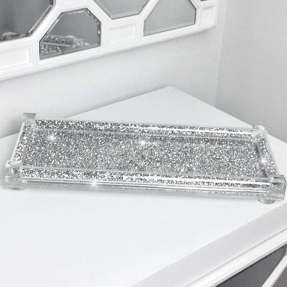 Touch of Vogue® diamond crushed Tray Trimmings Crystal Filled Diamond Kitchen Silver