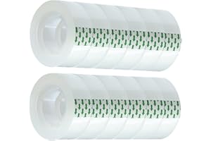 MJUNM 12 Rolls Clear Tape Refill - Tear by Hand, Transparent Tape Rolls for Dispenser, 3/4" x 1000 inch