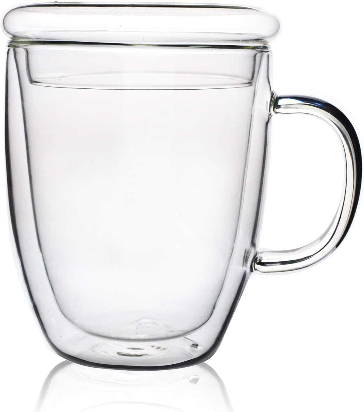 Double-wall 16 oz Borosilicate Glass Coffee Mug Cup(with cap)