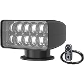SEAFLO 360&deg; Rotating Remote Control LED Marine Searchlight- 35W, 35000 Lumens, 4,000 FT Beam Distance, 10-30V, IP65 Waterproof, Truck, Vehicles, Boat Spotlight, CE &amp; Rohs Certified (Black, 5500K)