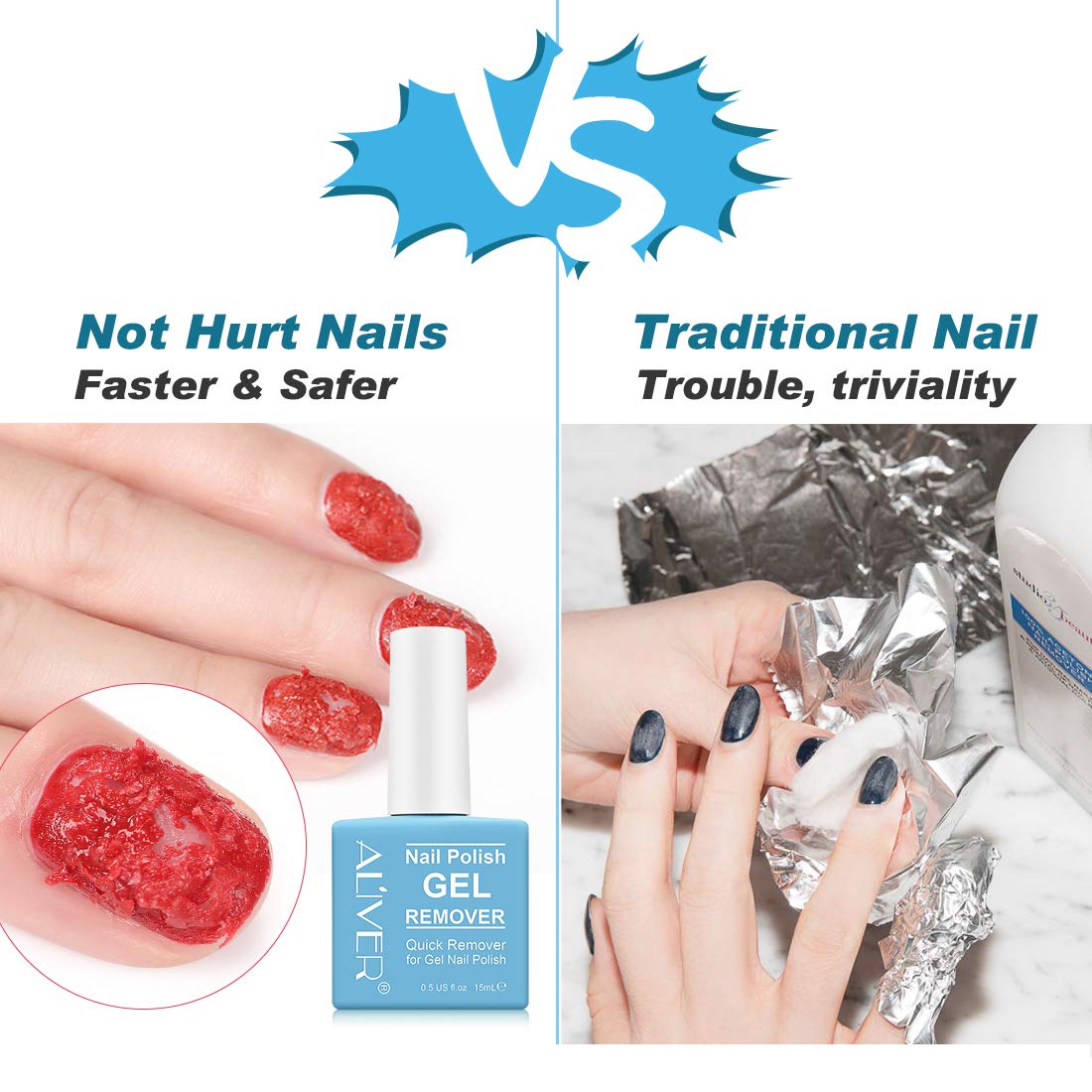 Magic Nail Polish Remover, Professional Easily & Quickly Removes Soak-Off Gel Nail Polish in 3-5 Minutes, Don't Hurt Nails (2Pack) : Beauty