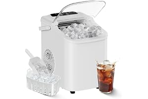 OLIXIS Countertop Ice Maker with Self-Cleaning, Portable Ice Maker Machine with Scoop, 26Lbs/24H, 9 Cubes in 6 Mins, 2 Sizes of Bullet for Home, Kitchen, Office, White