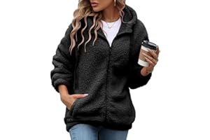 Vipwest Womens Fleece Jacket Fall Winter Full Zip Sherpa Coat with Hood S-5XL