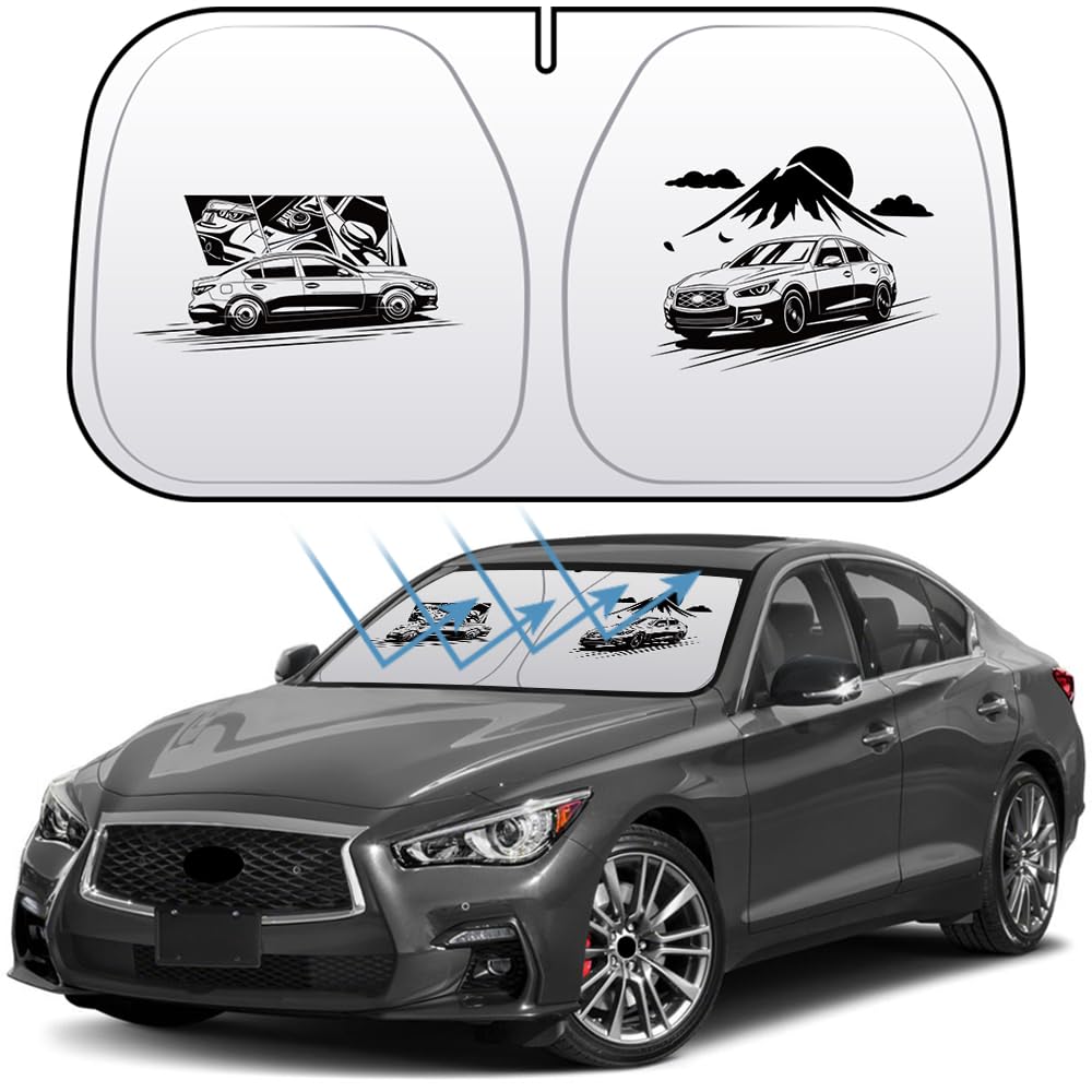 Photo 1 of Windshield Sun Shade Compatible with Infiniti Q50 QX60 2014-Present Car Front Window Covers Sun Visor Protector Foldable Blocks UV Rays Sunshade Accessories (for Infiniti Q50)