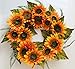 Melbourne Silk Sunflower Front Door Wreath 22 inch - Handcrafted With Designer Quality Silk Flowers - Display Outdoors In Spring, Summer, and Fall