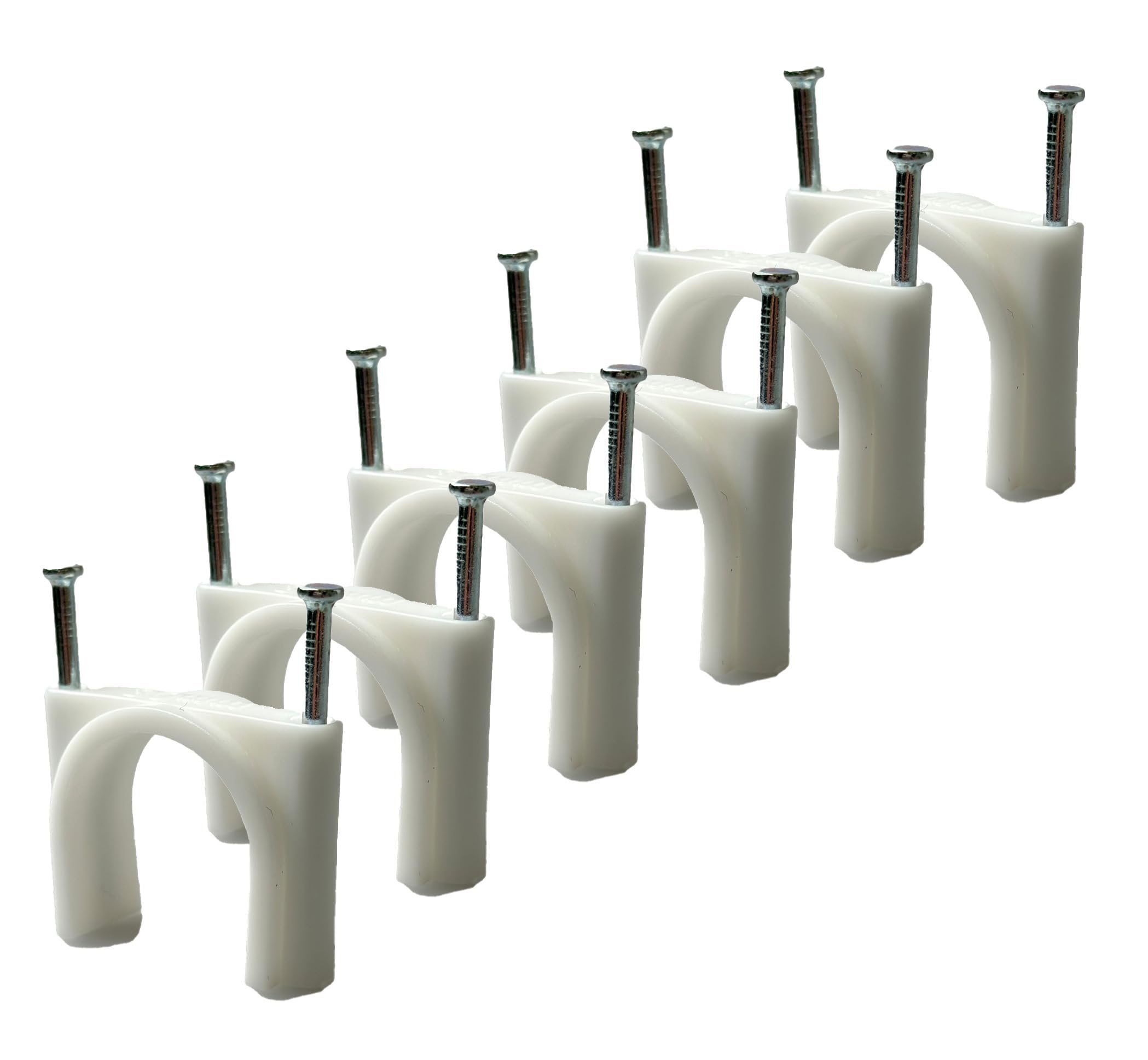 White Round Cable Clips with Fixing Nail K-Type 50pcs (40mm)