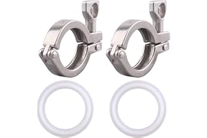GOVALVE Sanitary Stainless Steel Tri-Clamp - Heavy Duty Sanitary Clamp with Wing Nut for Ferrule TC (50.5mm) with Silicone Gaskets Pack of 2