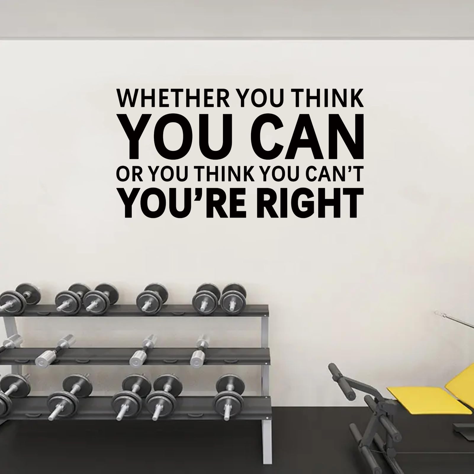 VODOE Whether You Think You Can Or Think You Can't You are Right Wall Decals Motivational Gym Office Inspirational Quotes Wall Stickers School Classroom Wall Art Vinyl Garage Wall Decor 21"X11"