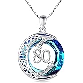 JUSTKIDSTOY Birthday Gifts for Women Girls 925 Sterling Silver Celtic Moon Star Necklace with Blue Crystal Pendant Jewelry for Sister Friends