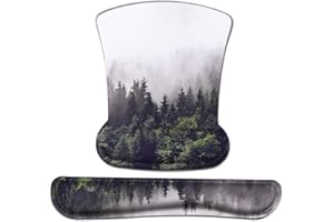 iCasso Keyboard Wrist Rest and Mouse Wrist Rest Pad, Made of Memory Foam, Ergonomic Support, Easy Typing and Relieve Wrist Pain, Perfect for Gaming, Computer, Office, Laptop (D-Forest)
