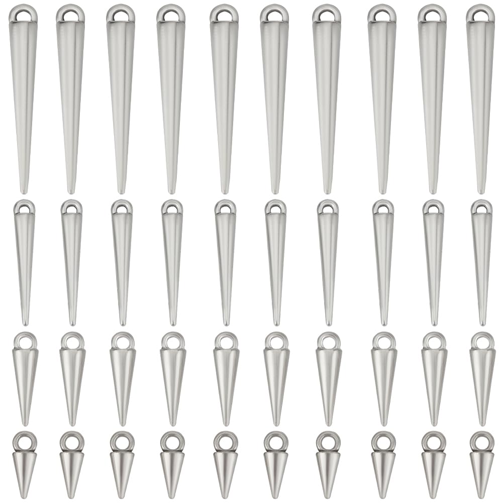 SUNNYCLUE 1 Box 120Pcs Cone Charms Long Silver Spike Charms Gothic Tibetan Vintage Circular Goth Punk Style Spikes Charm for Jewellery Making Charm Women DIY Necklaces Bracelets Earring Crafting