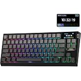 EPOMAKER G84 PRO Wireless Gaming Keyboard w/Screen&amp;Knob, Shine Through | 8000mAh, Hot-Swap, BT5.0/2.4G/USB-C Mode, RGB, 75% Creamy Mechanical Keyboard for Gamers/Office (Black, Creamy Jade Switch)