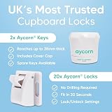 Aycorn Magnetic Safety Cupboard Locks for Children 20 Locks 2 Keys White view 2