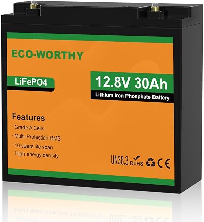 ECO-WORTHY 12V 30Ah LiFePO4 Battery Rechargeable Deep Cycle 4000+ Cycles