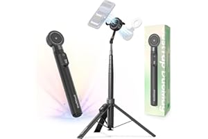 KraftGeek 67" Dual-Sided Magnetic Phone Tripod for iPhone MagSafe,Auto-Open Selfie Stick Tripod with Remote, Hidden Clamp, Portable Cell Phone Tripod Stand for Travel & Content Creation(Black)