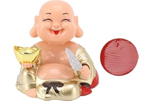Mtlavishness Solar Powered Laughing Buddha Ornament Automatic Nodding Smiling Buddha Decoration for Car Dashboard Desk Window