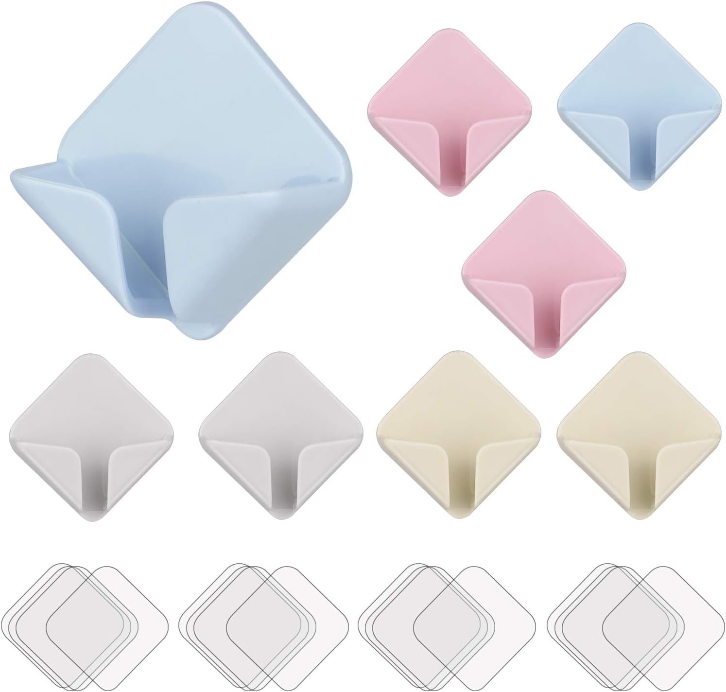 OOTSR8-Pack Plastic Adhesive Hooks for Plugs Toothbrush, Plug Hooks Strong Adhesive Hangers Drill-Free Innovative Socket Holders Wall Mounted Heavy Duty Hooks Fit for Smooth Surface