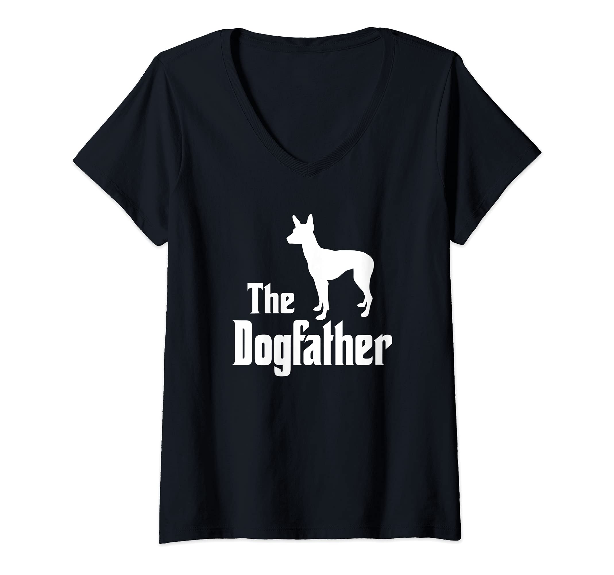 Womens The Dogfather - funny dog gift, funny Mexican Hairless Dog V-Neck T-Shirt