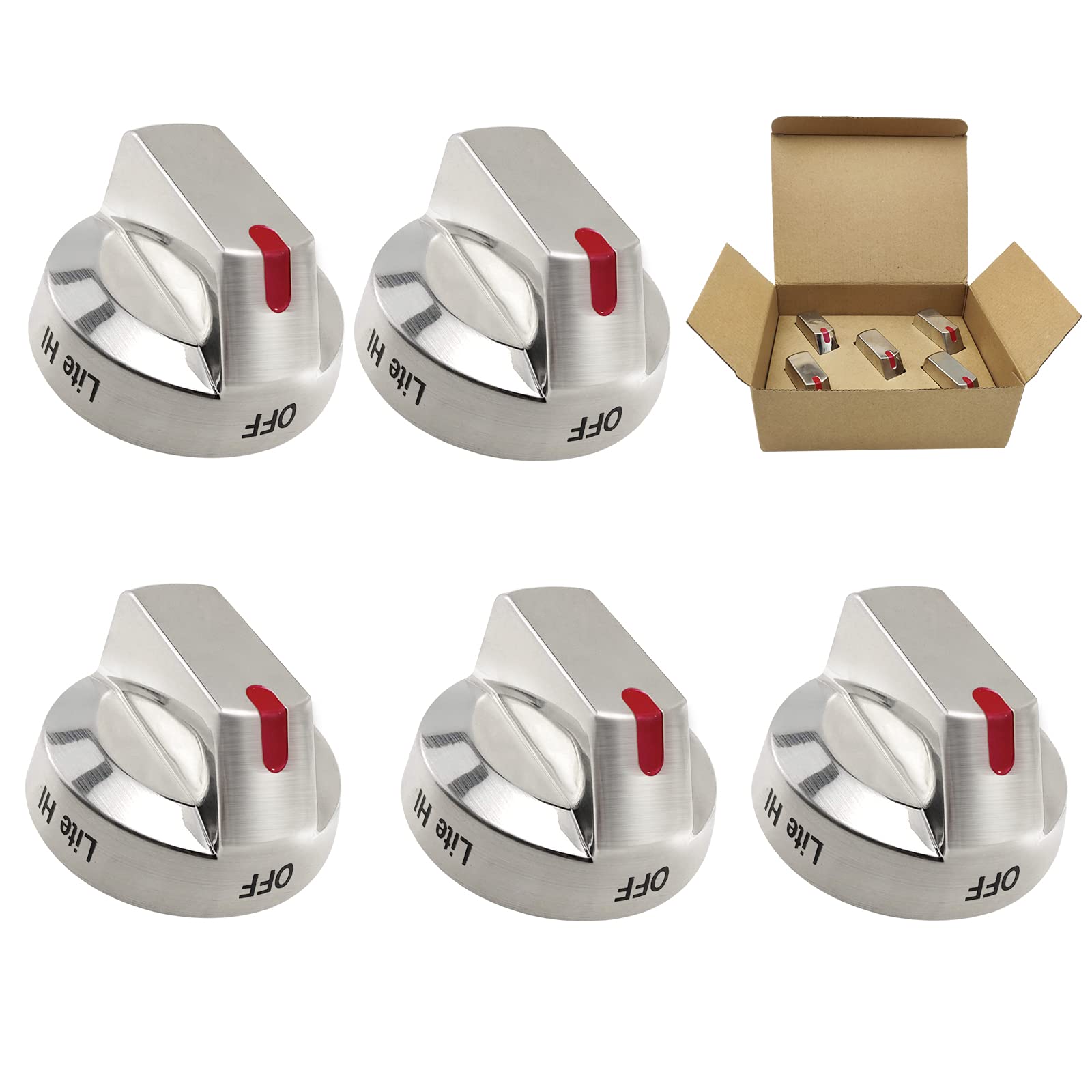 Photo 1 of DG64-00473A Replacement Stove Knobs for Samsung Stove Oven Gas Range, Reinforcement Metal Collar Durable and Longer Life Oven Knobs Fit Samsung NX58F5700WS NX58H5600SS NX58H5650WS NX58J7750SS (5 Pack)