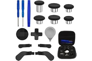 LYFLUX 17 in 1 Metal Thumbsticks Replacements Accessories Kit Compatible with Xbox One Elite Series 2 Controller, Red Metal Thumbsticks with 6 Swap Joysticks, 2 D-Pads, 3 Screwdrivers, 4 Paddles, 1 Tool and 1 Bag