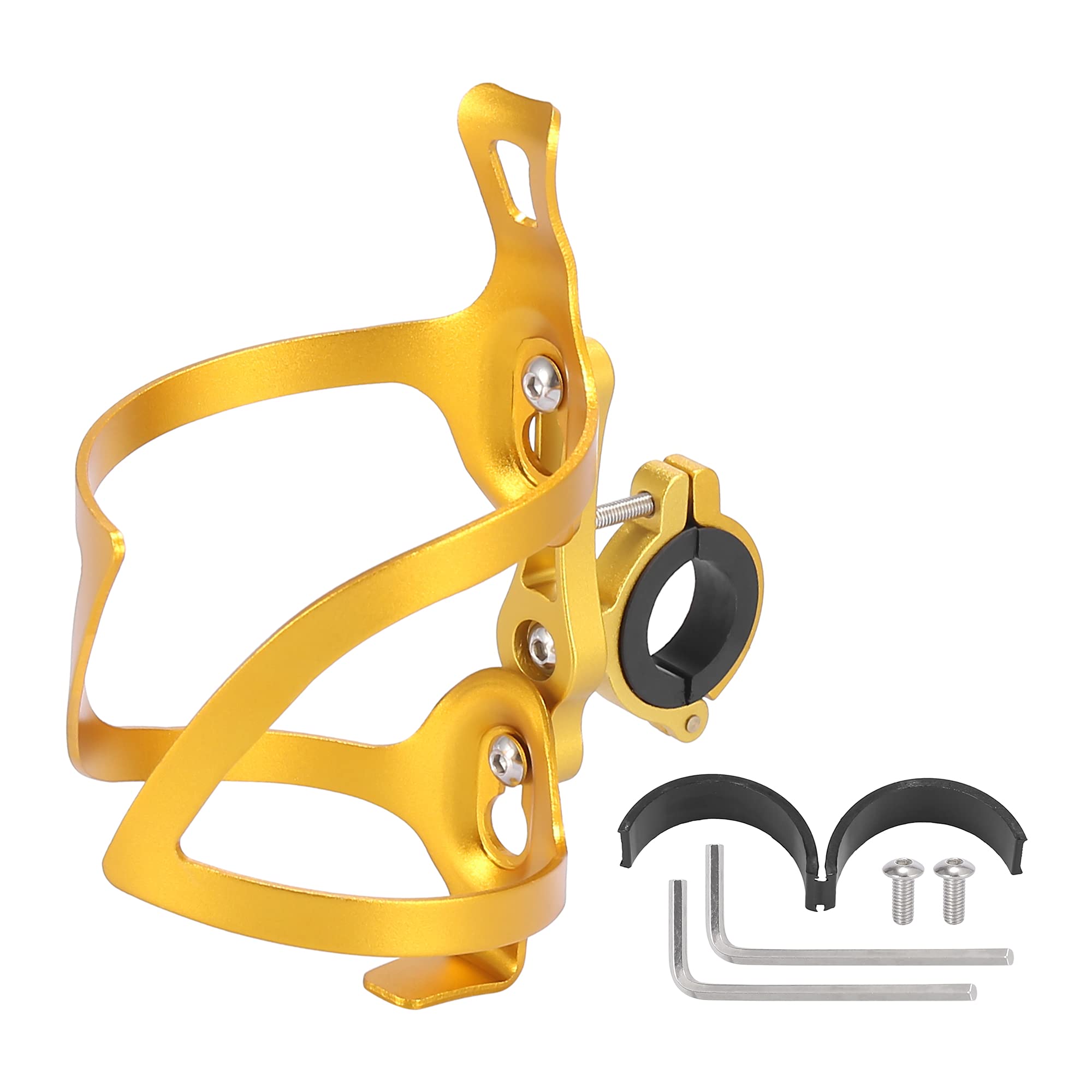 X AUTOHAUX Bicycle Water Drink Cup Bottle Holder Cages Rack with Base Gold Tone