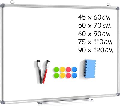 DOLLAR BOSS Large Whiteboard 118x88 cm Magnetic Wall Board with Tray