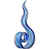 11.4" Tall Hand-Blown Glass Sculpture Murano-Style Sculpture Art Ornament Statue Figurines Home Decor Accent Piece Coastal Ocean Nautical Home Decor,Shelf,TV Stand,Tabletop Centerpieces,Wonderful Gift