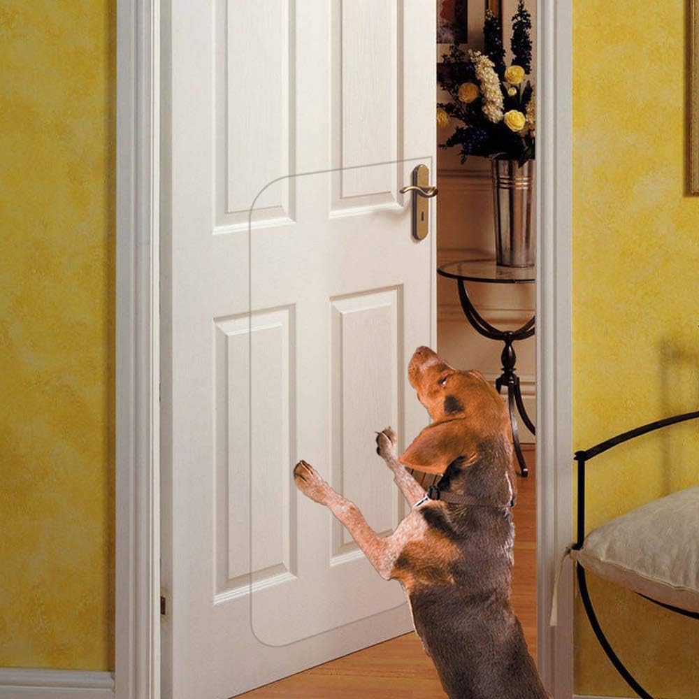 Deluxe Pet Door Scratch Shield, Heavy Duty Flexible Door Guard Cover Protect Your Doors & Walls, Large Clear Door Scratch Protector (36.5" L X 17" W)