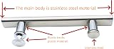 KEABATH 2 Pack Square Shower Door Handle with Plastic Knobs 145mm Center view 3