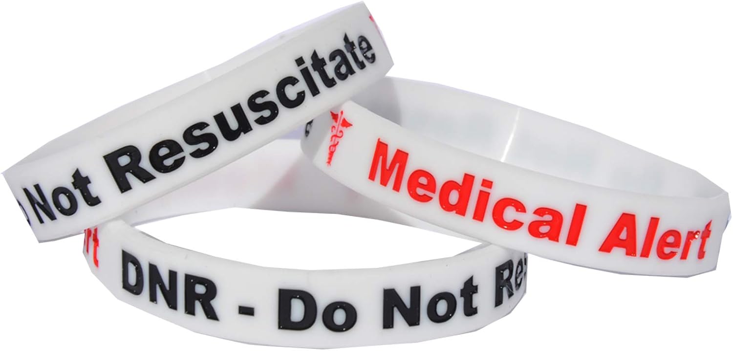 DNR DO NOT RESUSCITATE (1 x WHITE WRISTBAND) Medical Alert Band Wristband 3 TONE COLOUR DNR DO NOT RESUSCITATE (1 x WHITE WRISTBAND) Medical Alert Band Wristband 3 TONE COLOUR