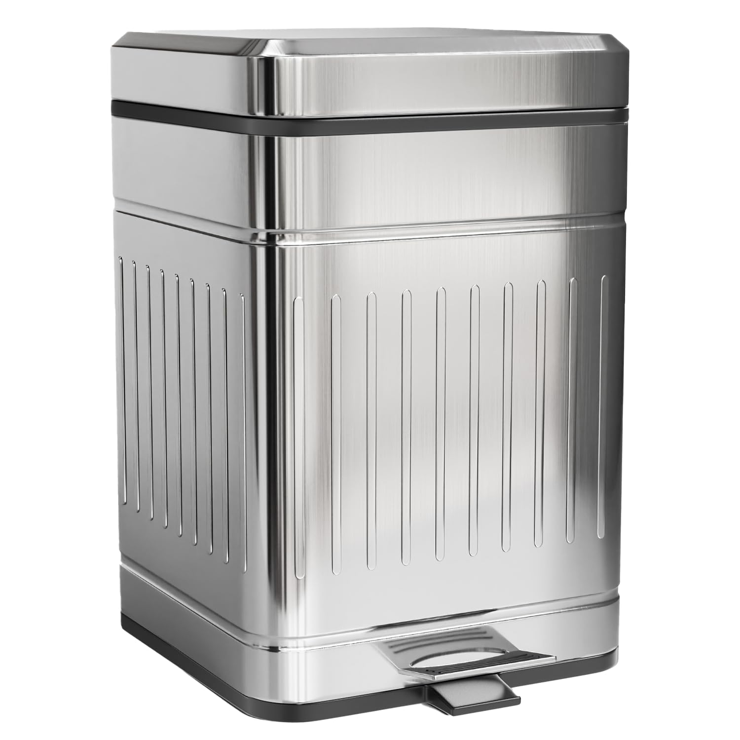 Photo 1 of Small Dog Poop Trash Can Outside, 1.3 Gal Stainless Steel Dog Waste Trash Can, Waterproof Small Poop Bucket Outdoor with Lid, Poop Pail for Dogs, Dog Poop Bin Outdoor with Odor Control (Steel)