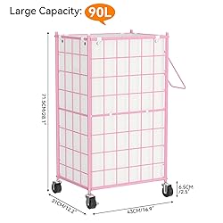 WOWLIVE Laundry Hamper with Wheels,Metal Wire Frame