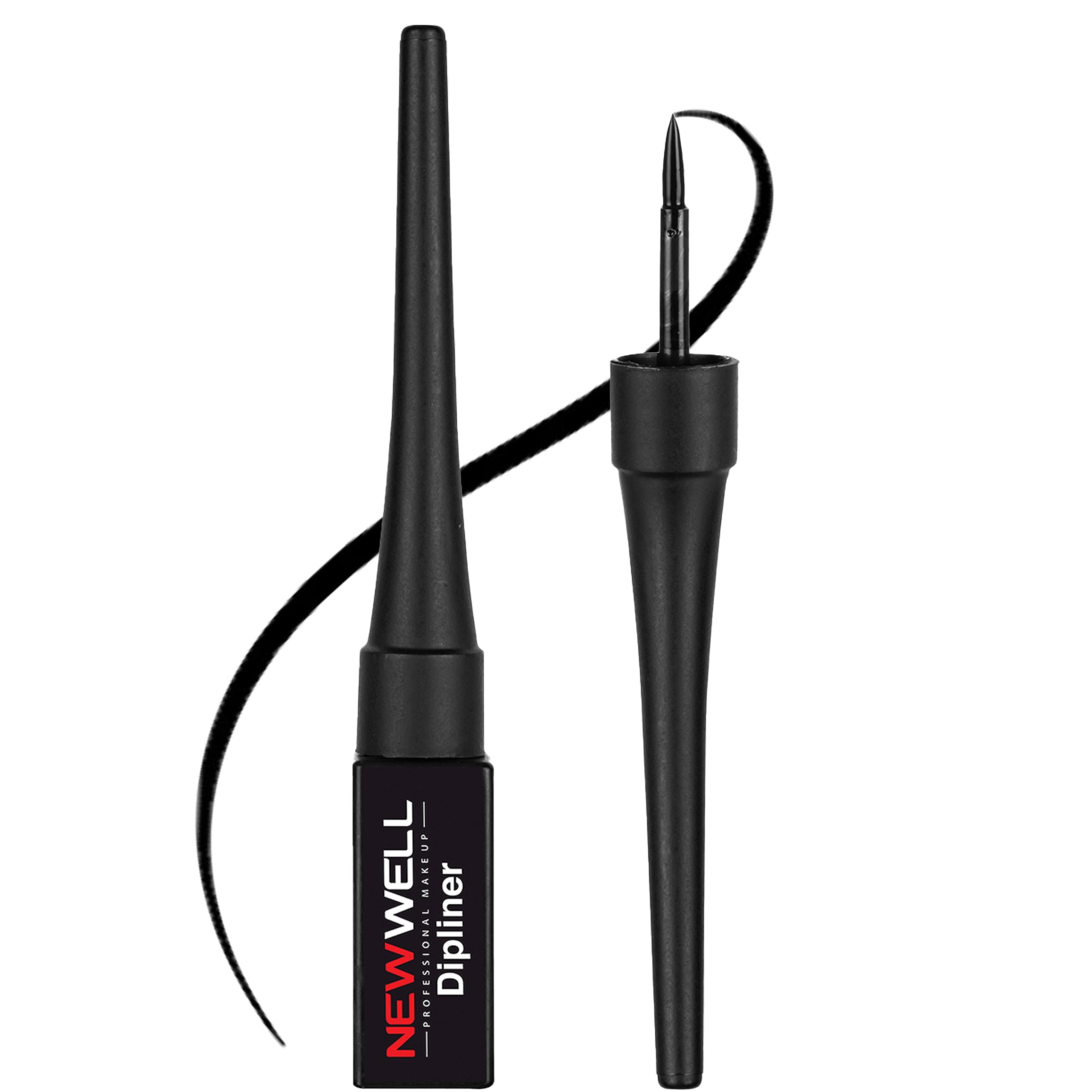 NEW WELL Dipliner Eyeliner in Black, Waterproof and Durable, Thin and Precise Pen, Cruelty Free