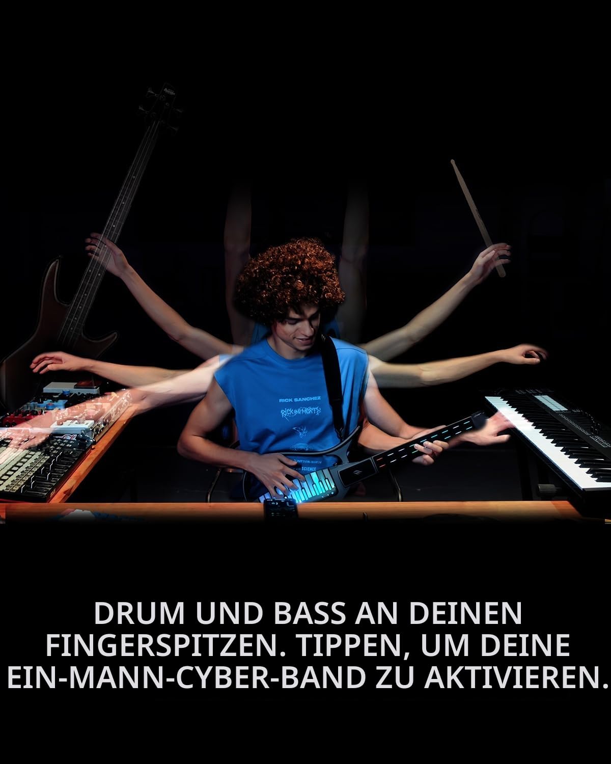 Enya Cyber ​​G - Smart Keytar mit beleuchteten Tasten, 24 Sounds, Drum & Bass, Bluetooth 5.2, integriertem Lautsprecher, USB-C OTG-Aufnahme, Akku, Tasche und Tragegurt 4