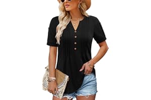 CHICZONE Women Short Sleeve Tunic Tops Summer V Neck T-Shirt Blouse Casual Shirt