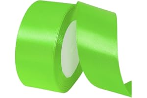 POPOYU Fruit Green Wide Satin Ribbon for Gift Wrapping 1-1/2 inch,25 Yards Continuous Ribbons Roll,Christmas Gift Ribbon Thick Solid Color Fabric Ribbon for Crafts,Wedding Car,Hair Bow Making,Wreath,Bouquet